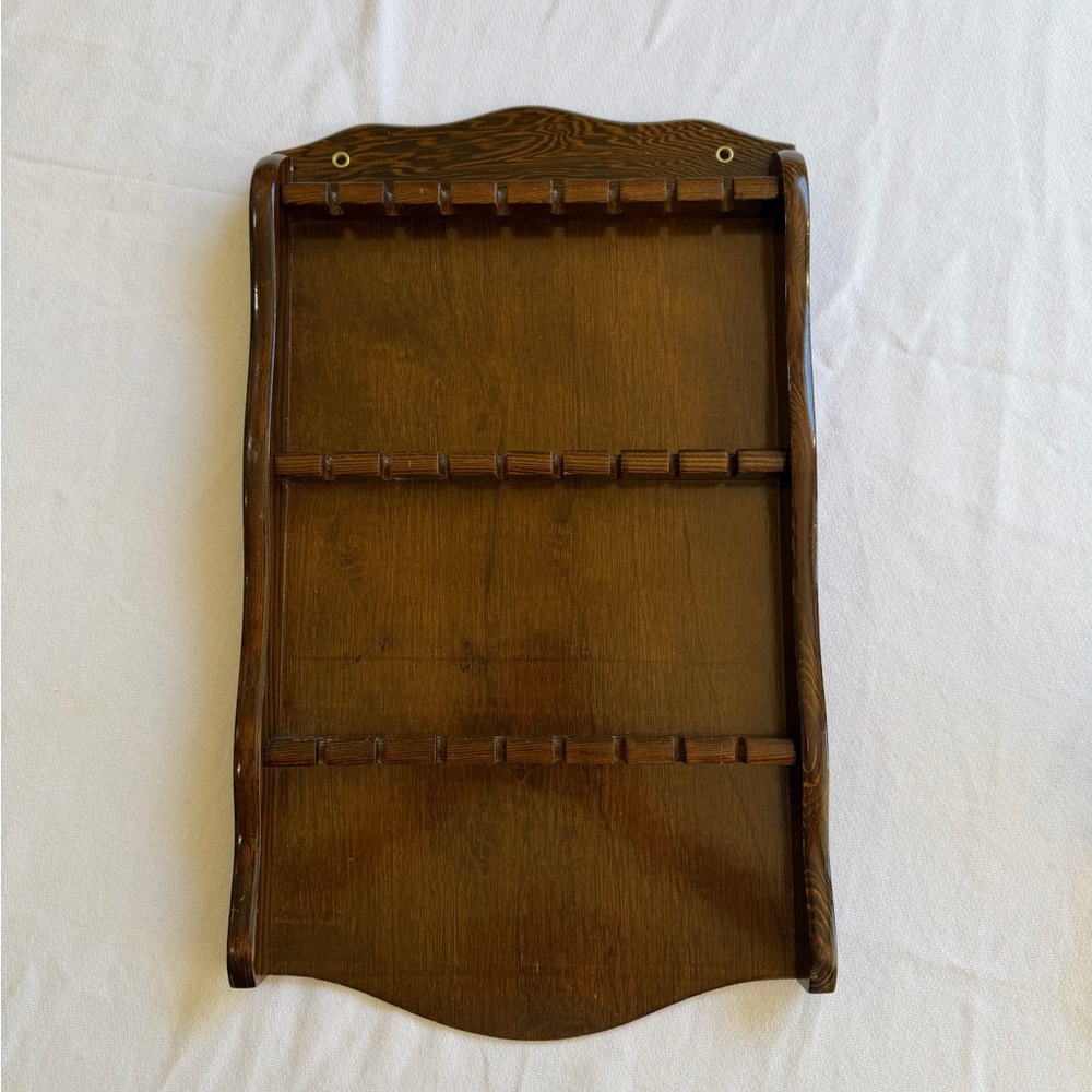 Wooden Wall Spoon Rack Shelf - Dark Brown